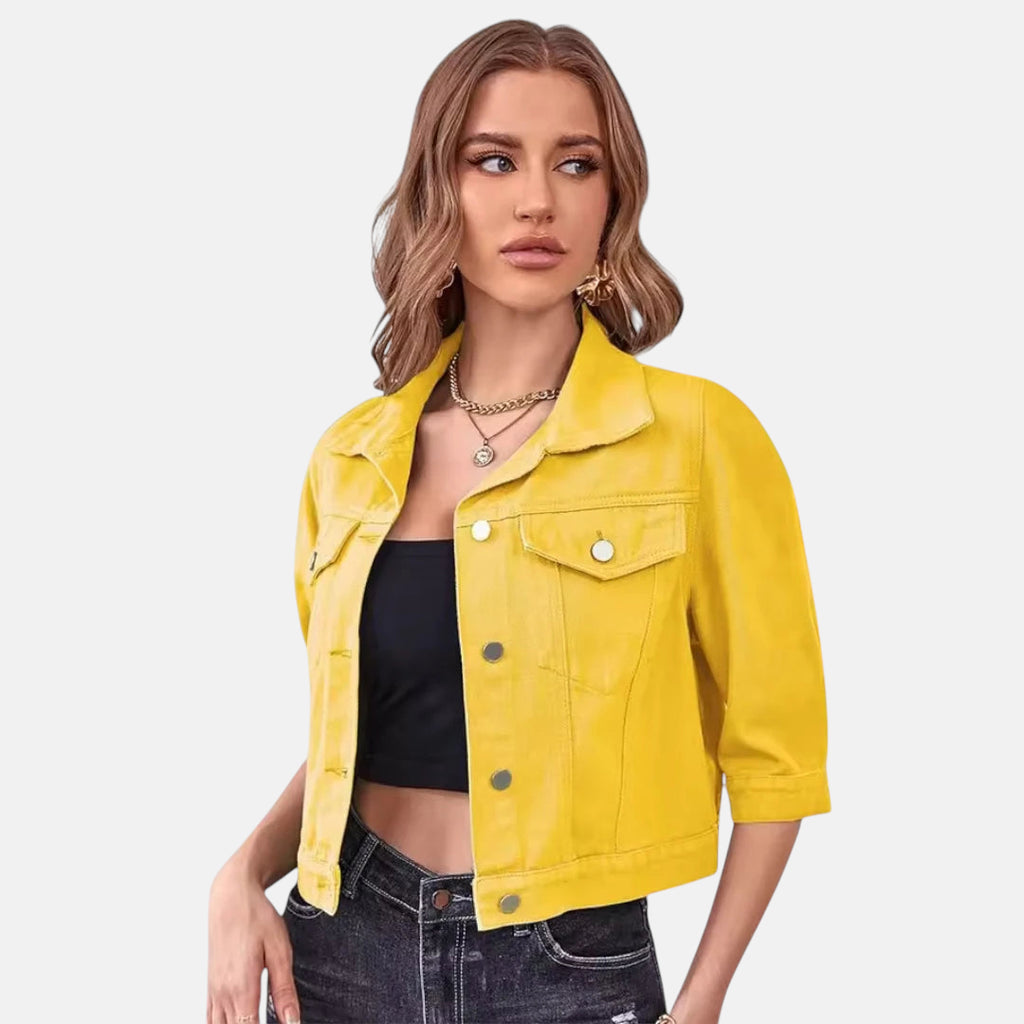 Veste denim jaune
