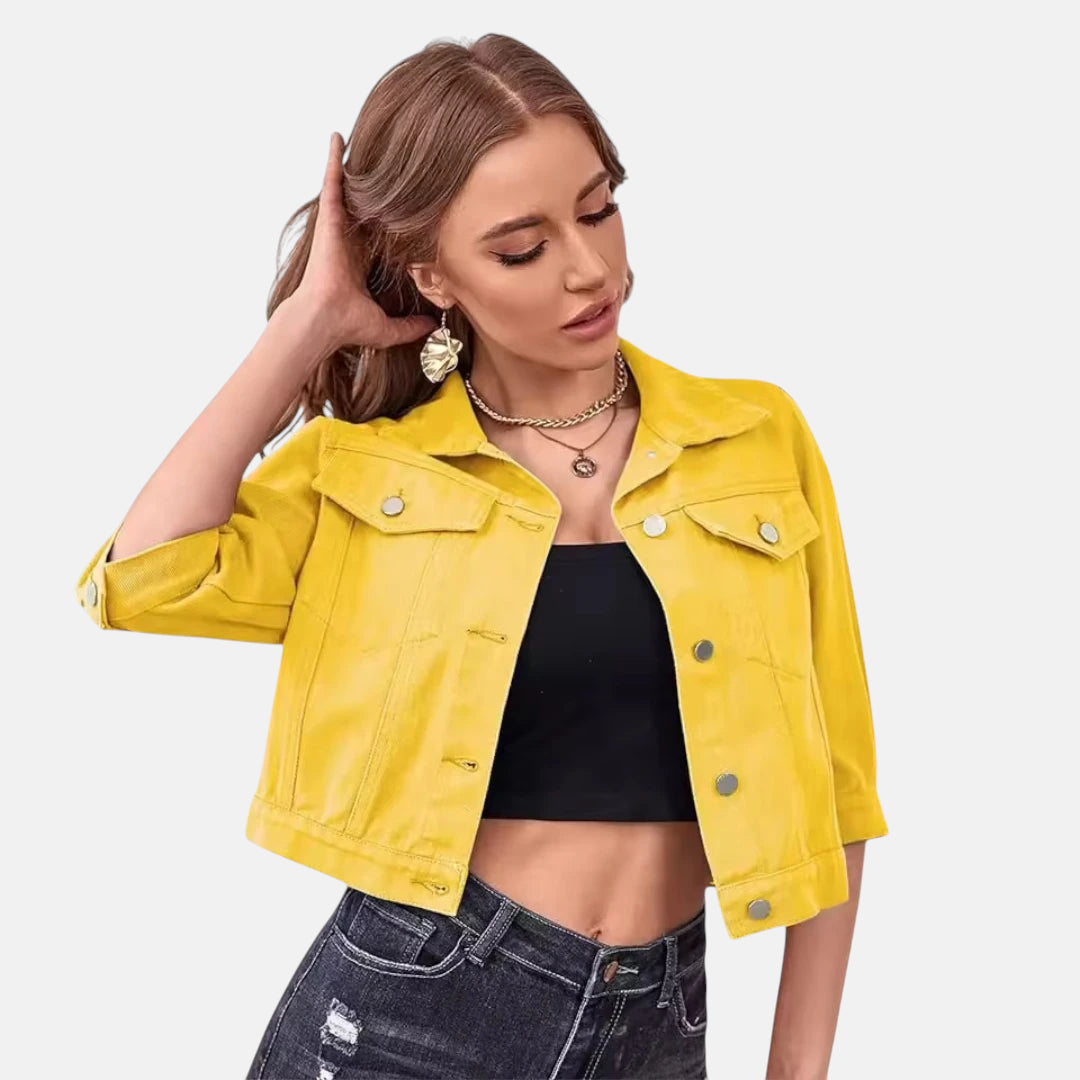 Veste denim jaune