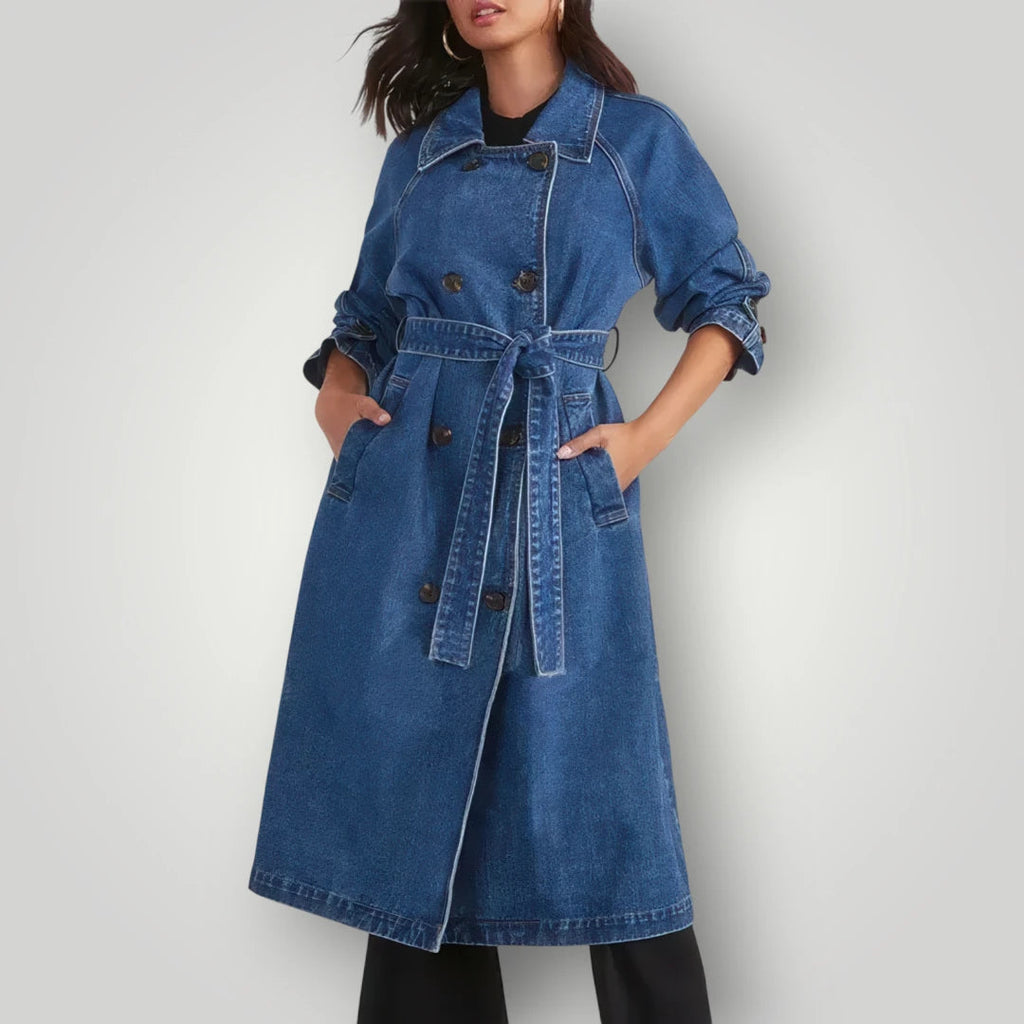 Veste denim longue femme