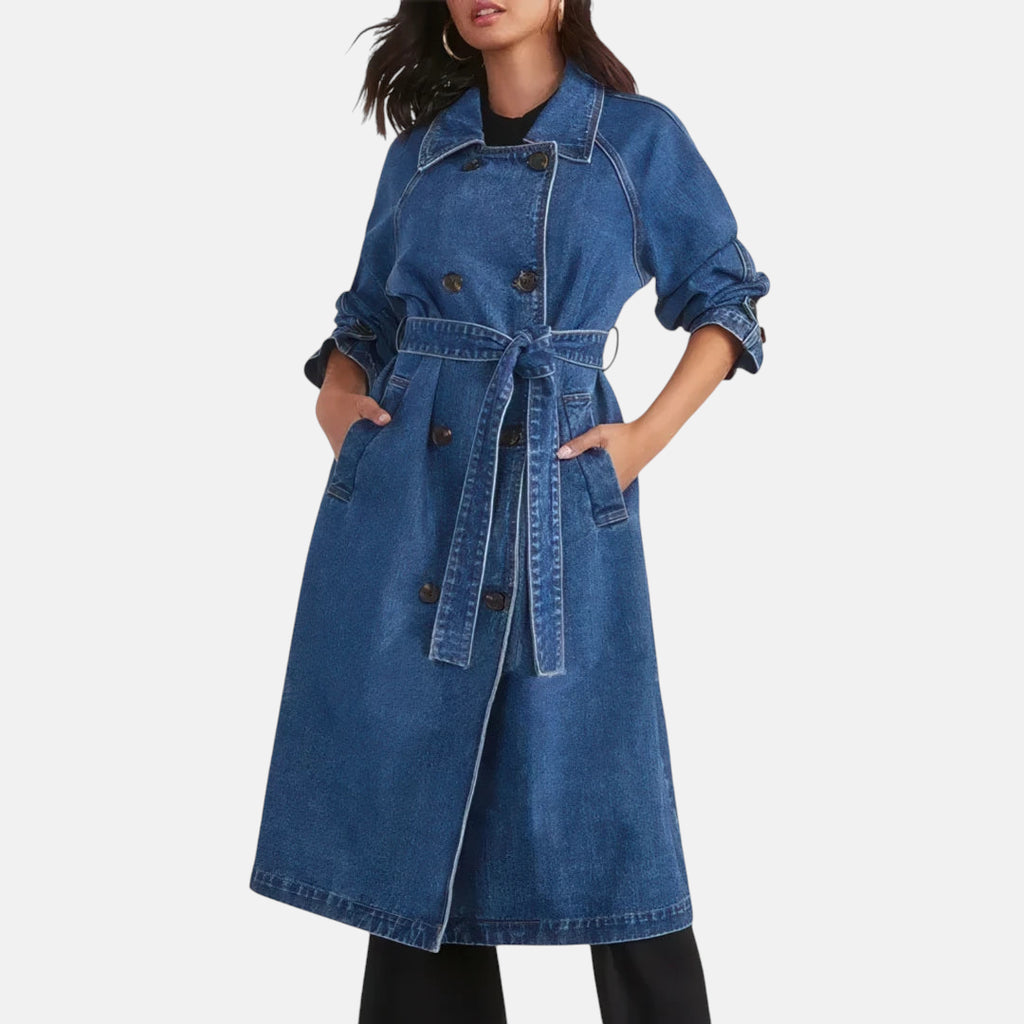 Veste denim longue femme