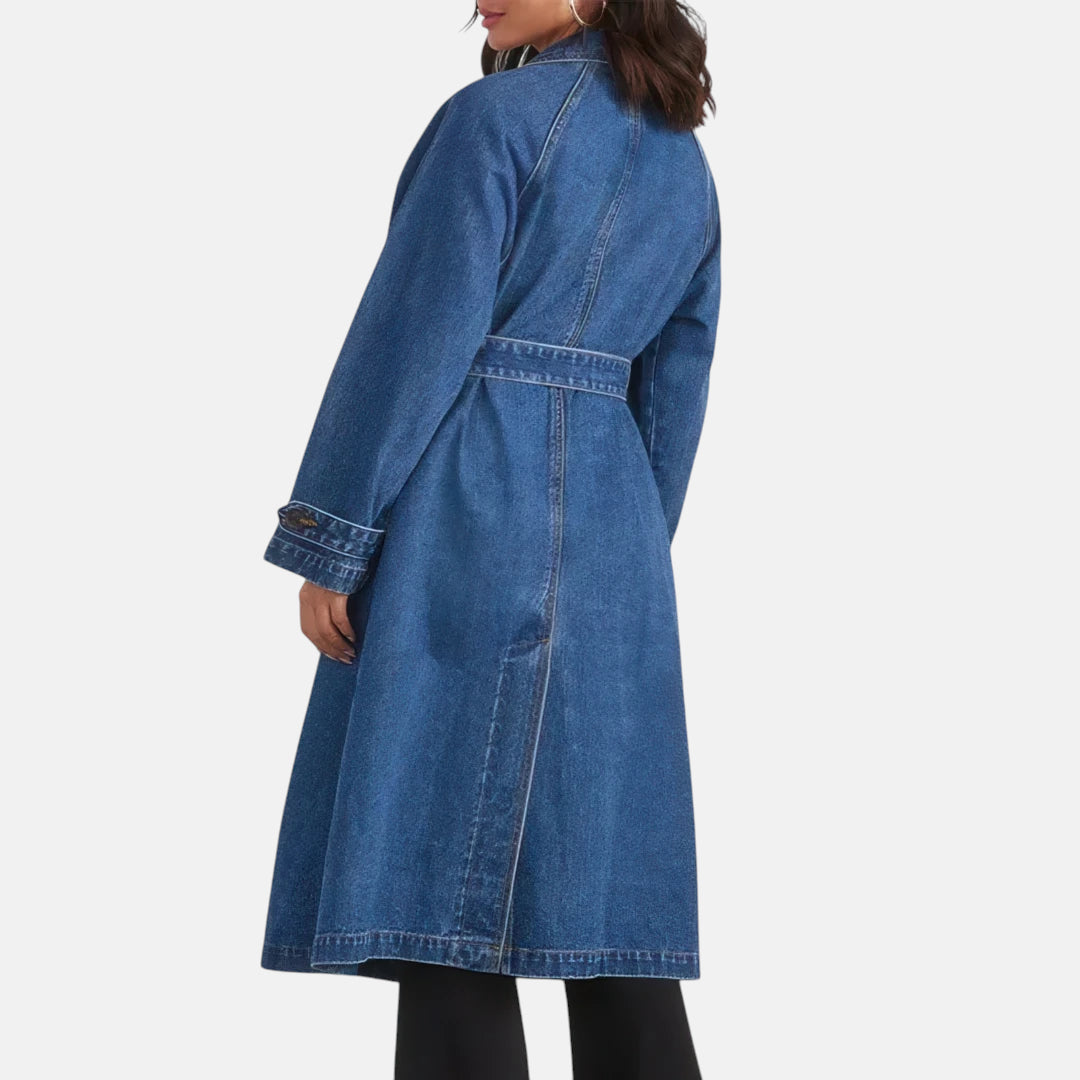 Veste denim longue femme