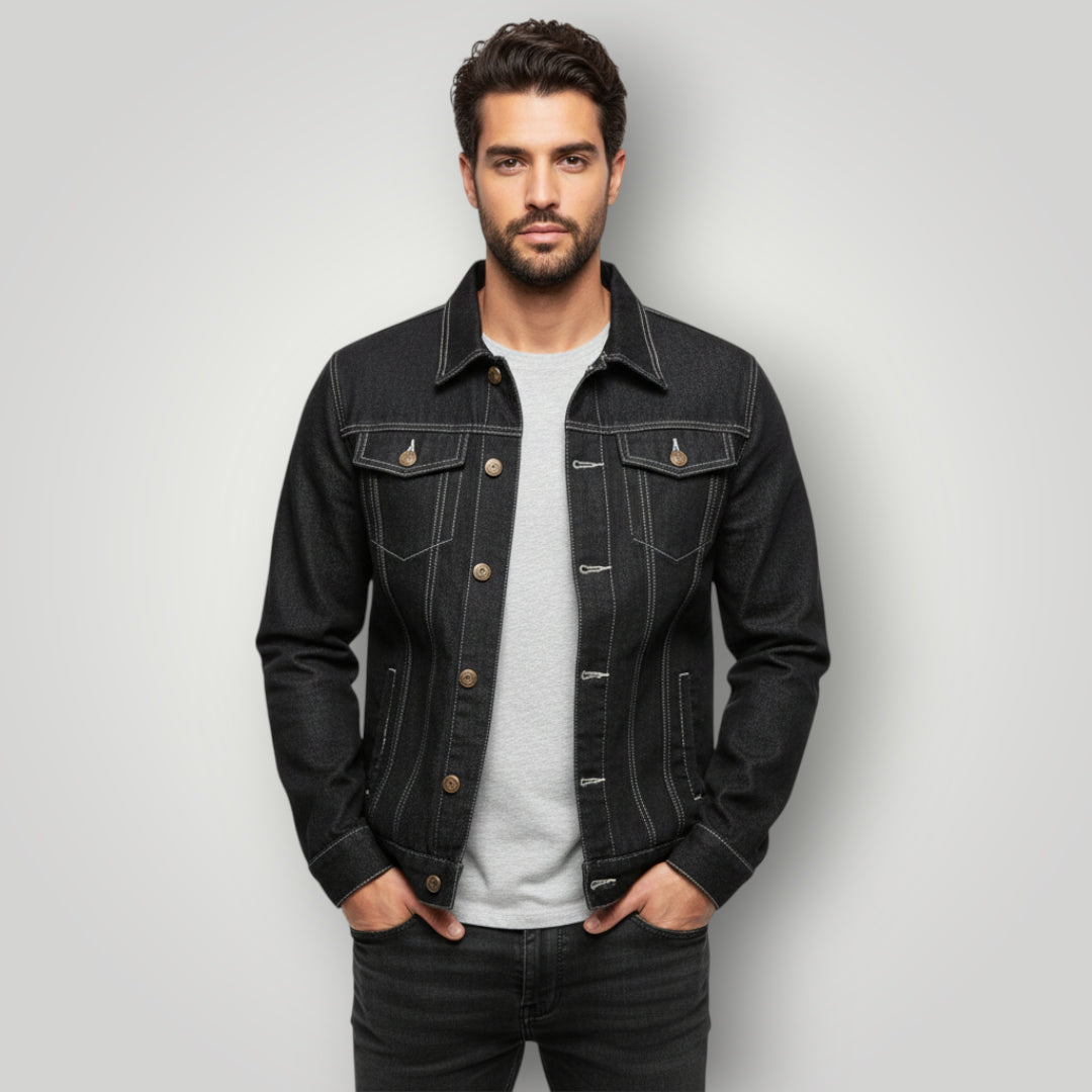 Veste denim noir homme