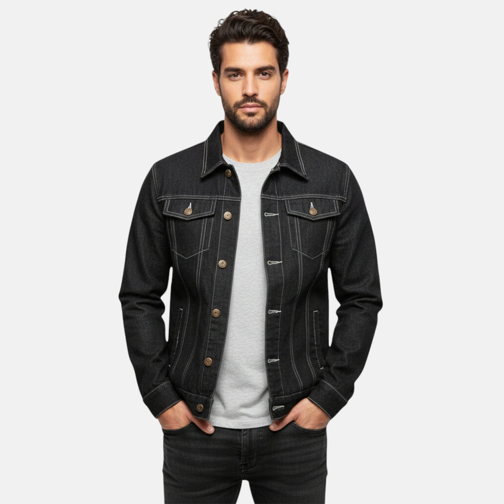 Veste denim noir homme