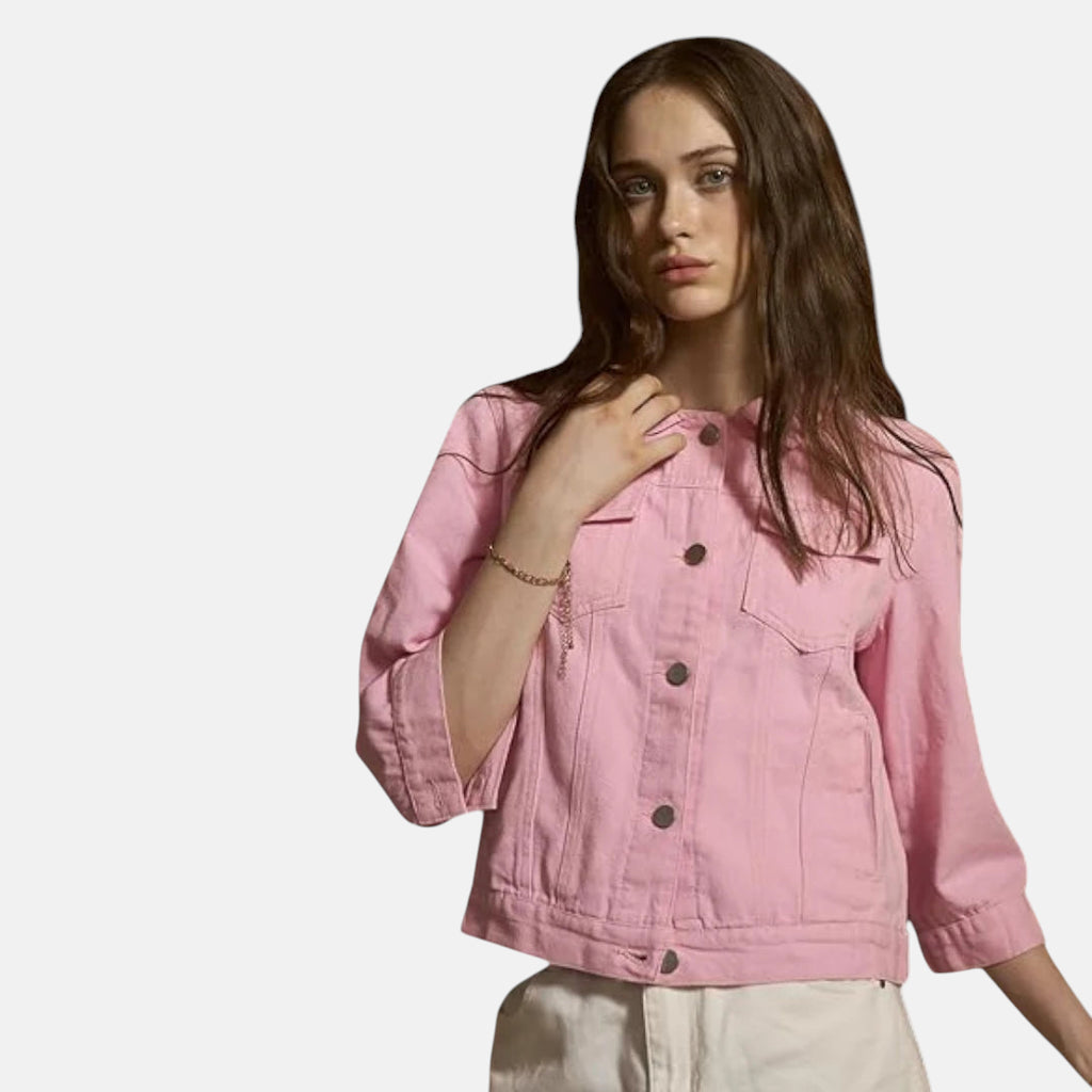 Veste denim rose