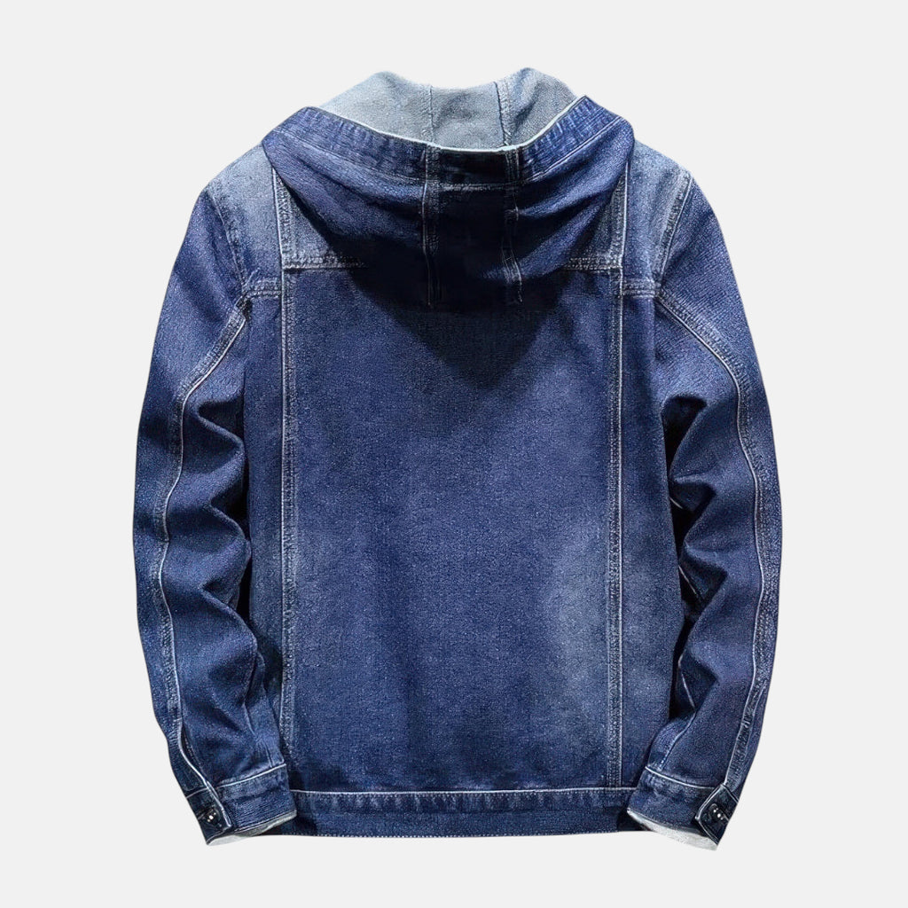 Veste en jean à capuche homme bleu foncé