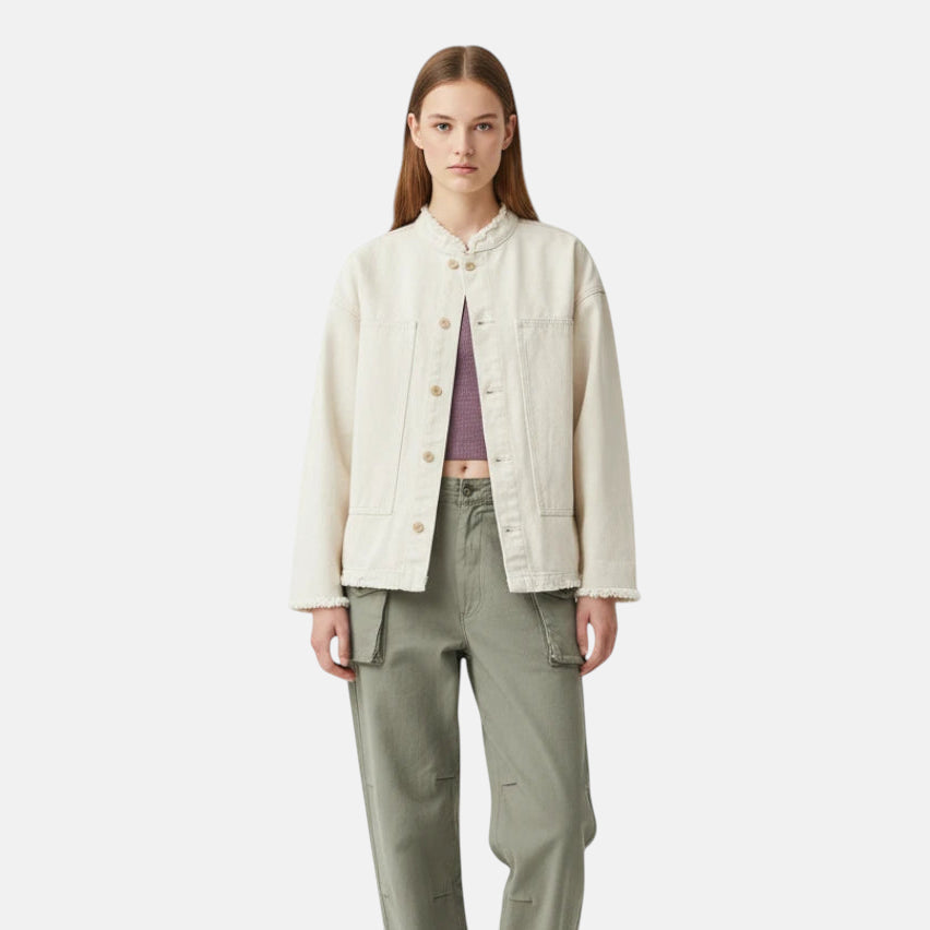 veste en jean blanc cassé femme