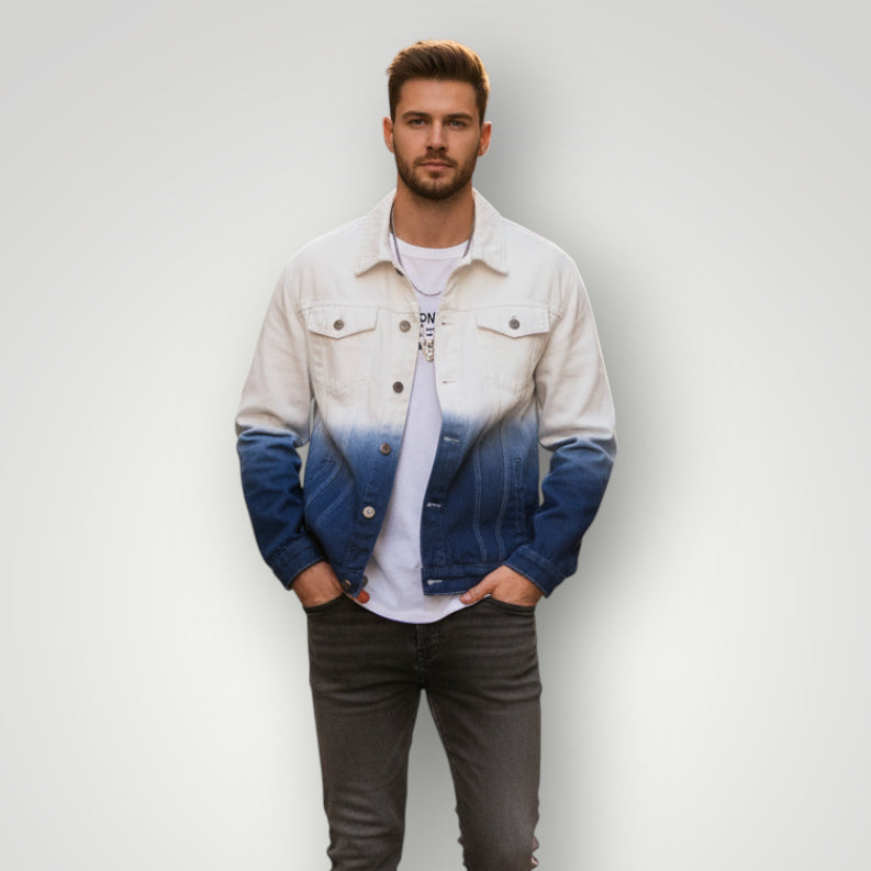 Veste en jean blanche et bleu homme