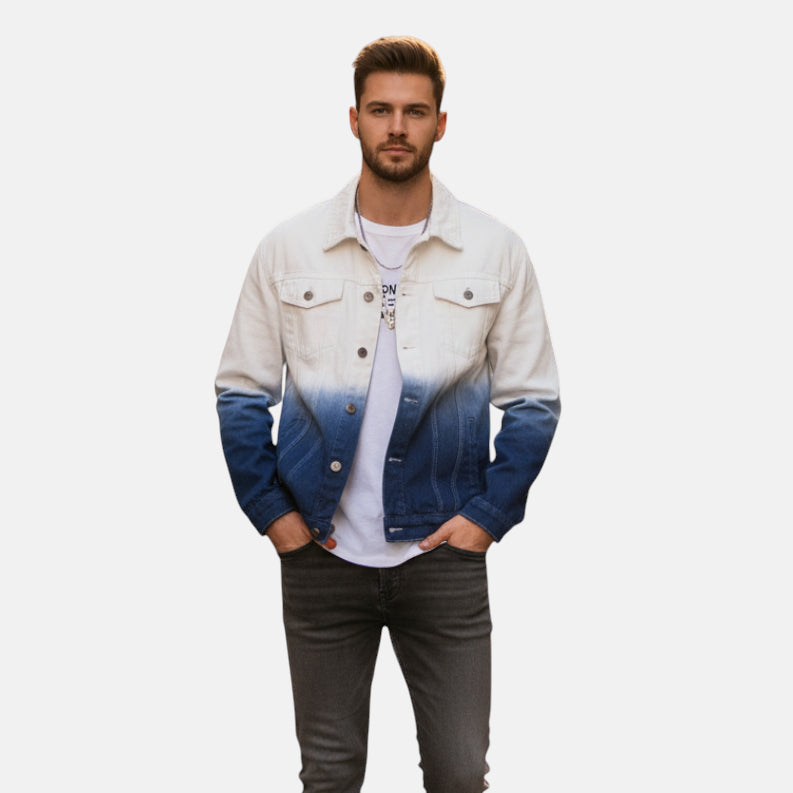 Veste en jean blanche et bleu homme