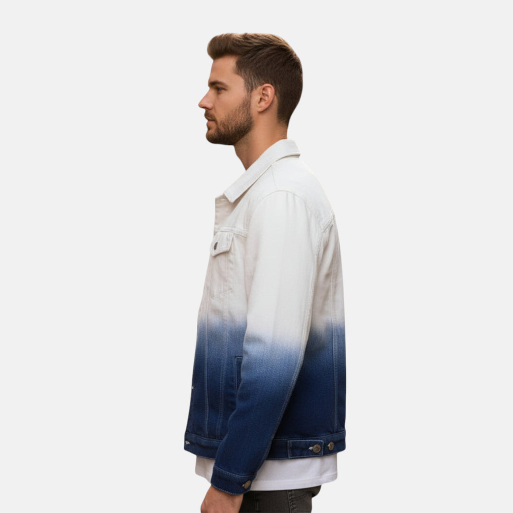 Veste en jean blanche et bleu homme