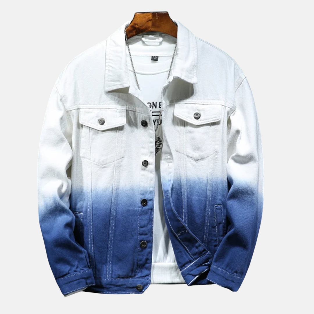 Veste en jean blanche et bleu homme