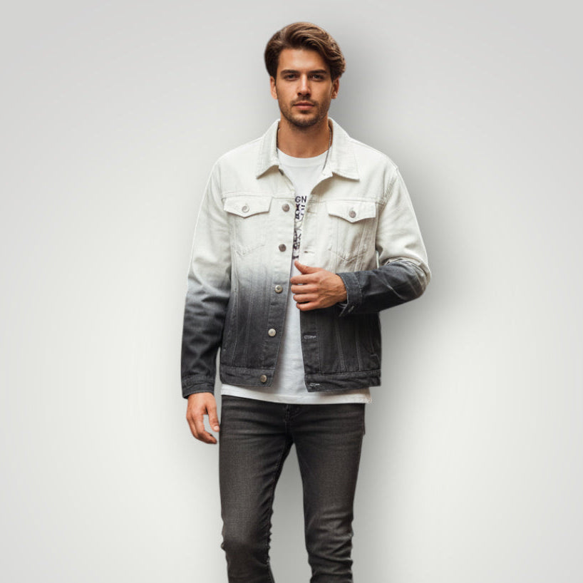 Veste en jean blanche et grise homme