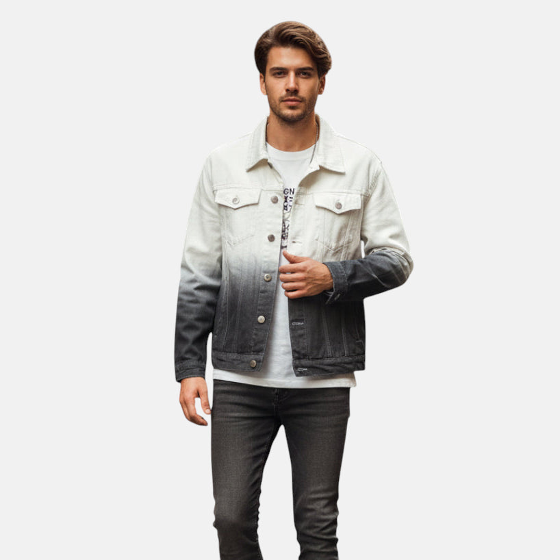 Veste en jean blanche et grise homme