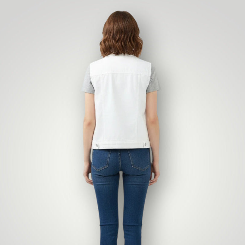 Veste en jean blanche femme avec perles