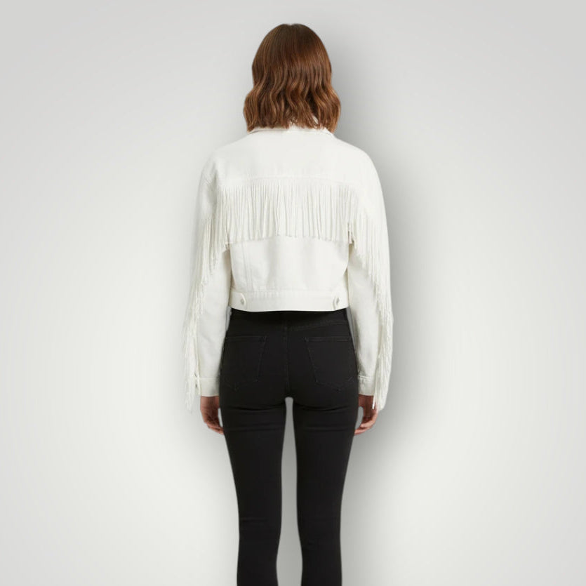 Veste en jean blanche femme western