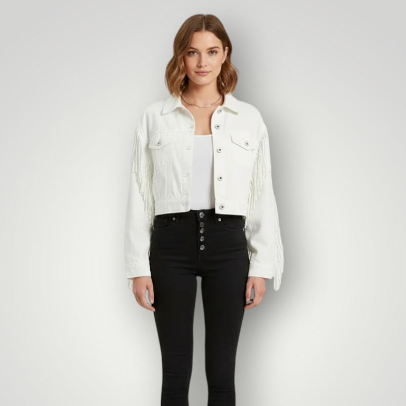 Veste en jean blanche femme western