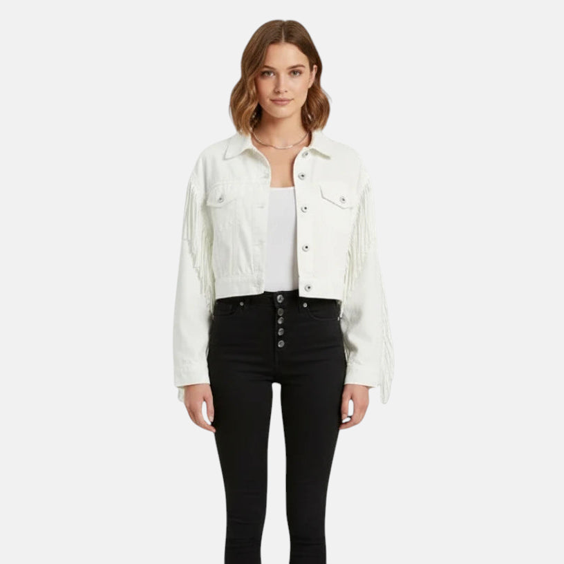 Veste en jean blanche femme western