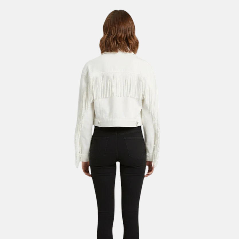 Veste en jean blanche femme western