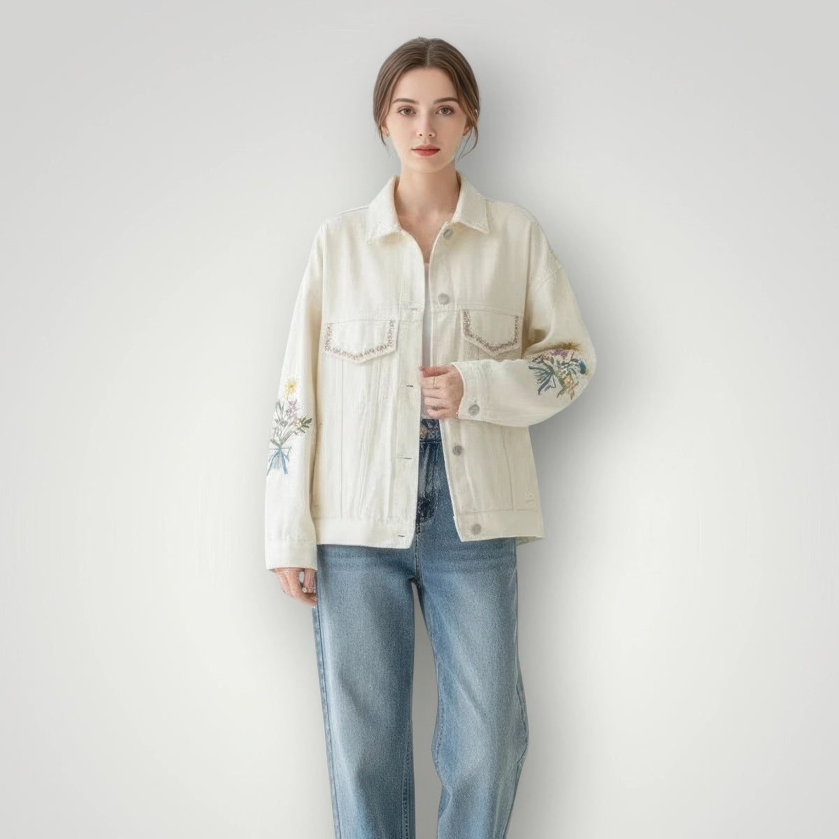 Veste en jean blanche oversize femme