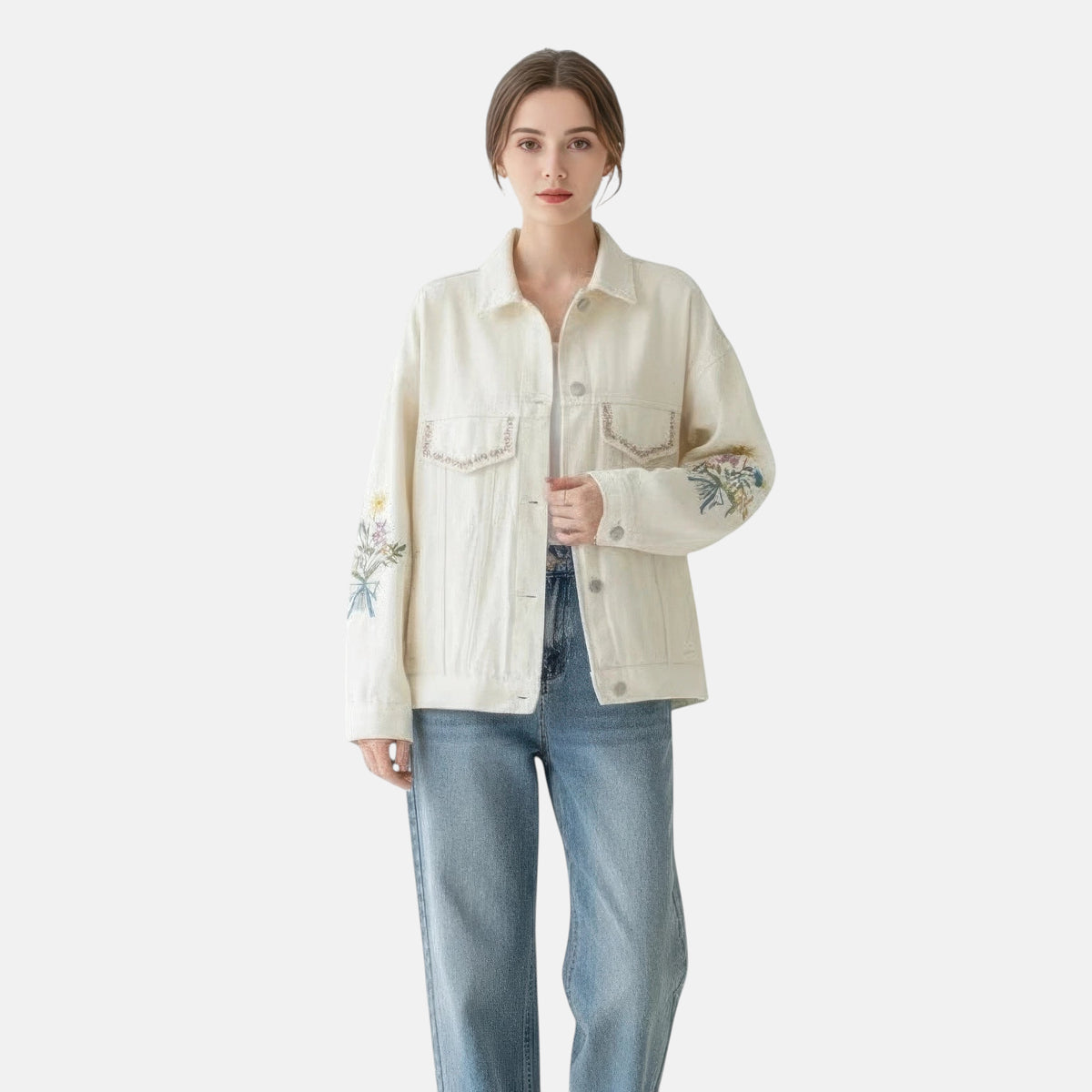 Veste en jean blanche oversize femme