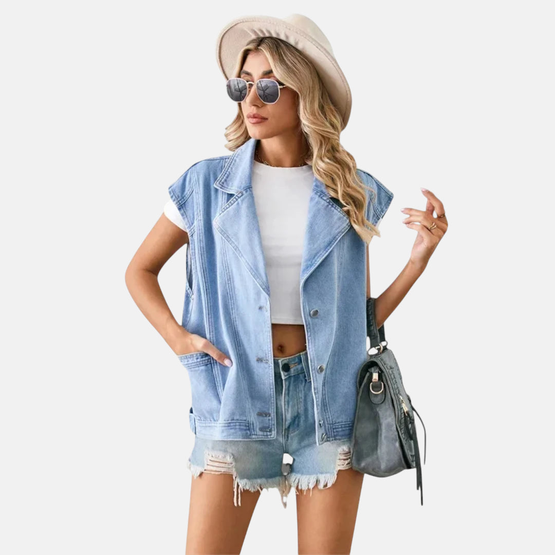 Veste en jean bleu ciel