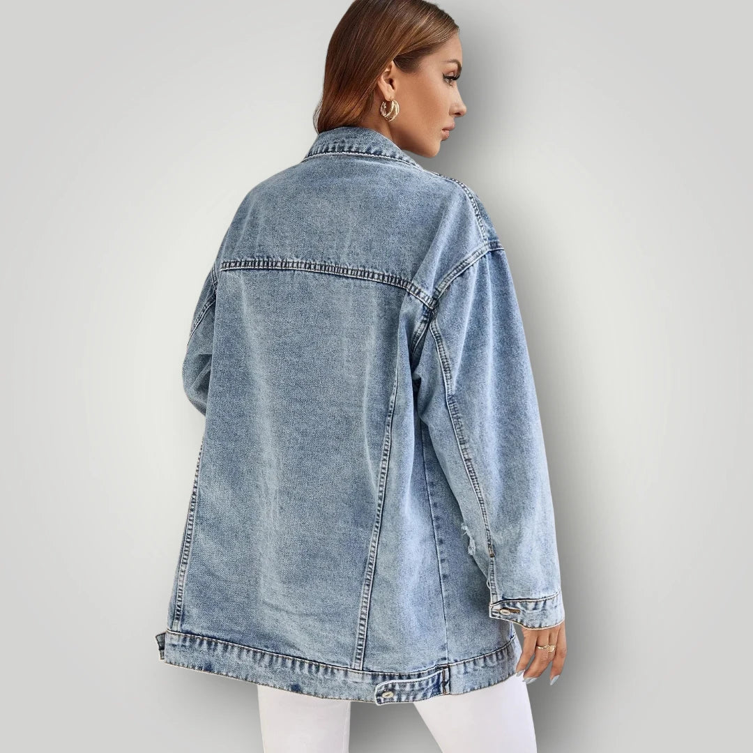 Veste en jean bleu oversize femme