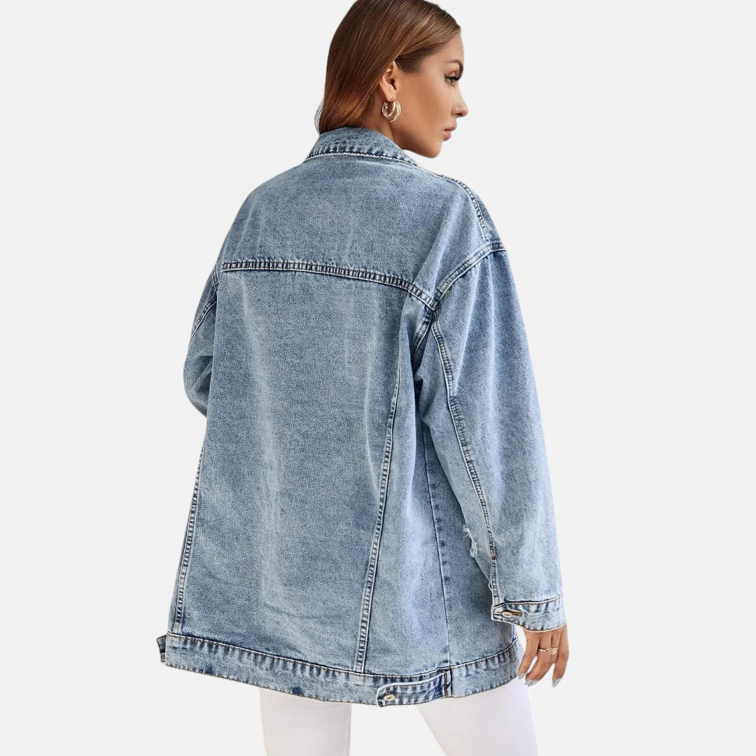 Veste en jean bleu oversize femme