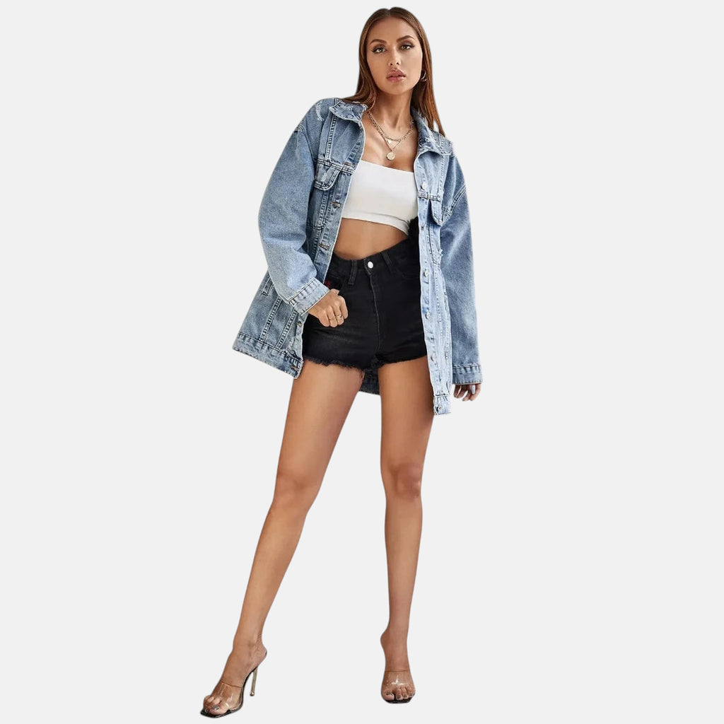 Veste en jean bleu oversize femme