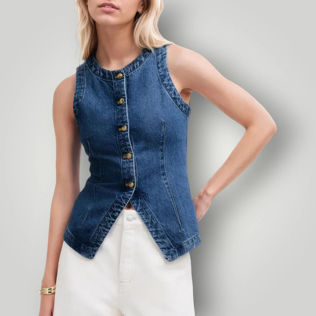 Veste en jean cintrée mi-longue