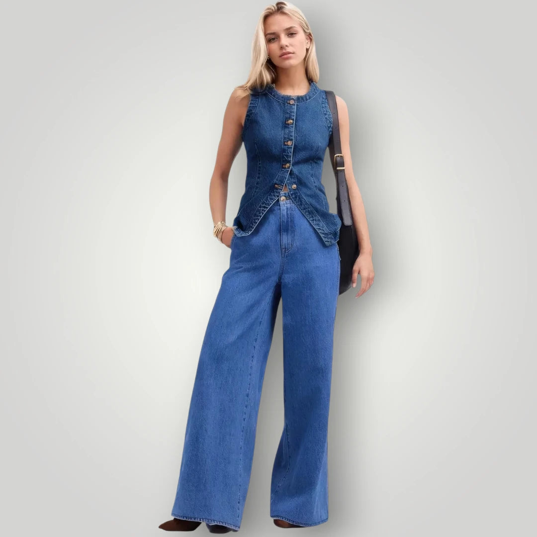 Veste en jean cintrée mi-longue