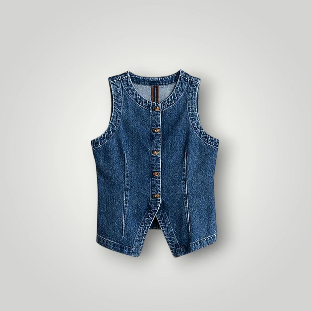 Veste en jean cintrée mi-longue