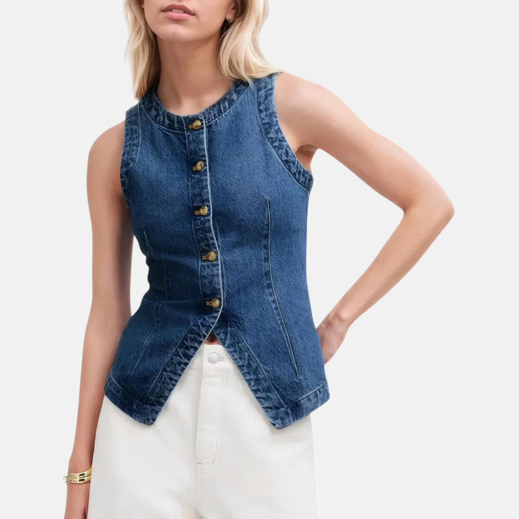 Veste en jean cintrée mi-longue