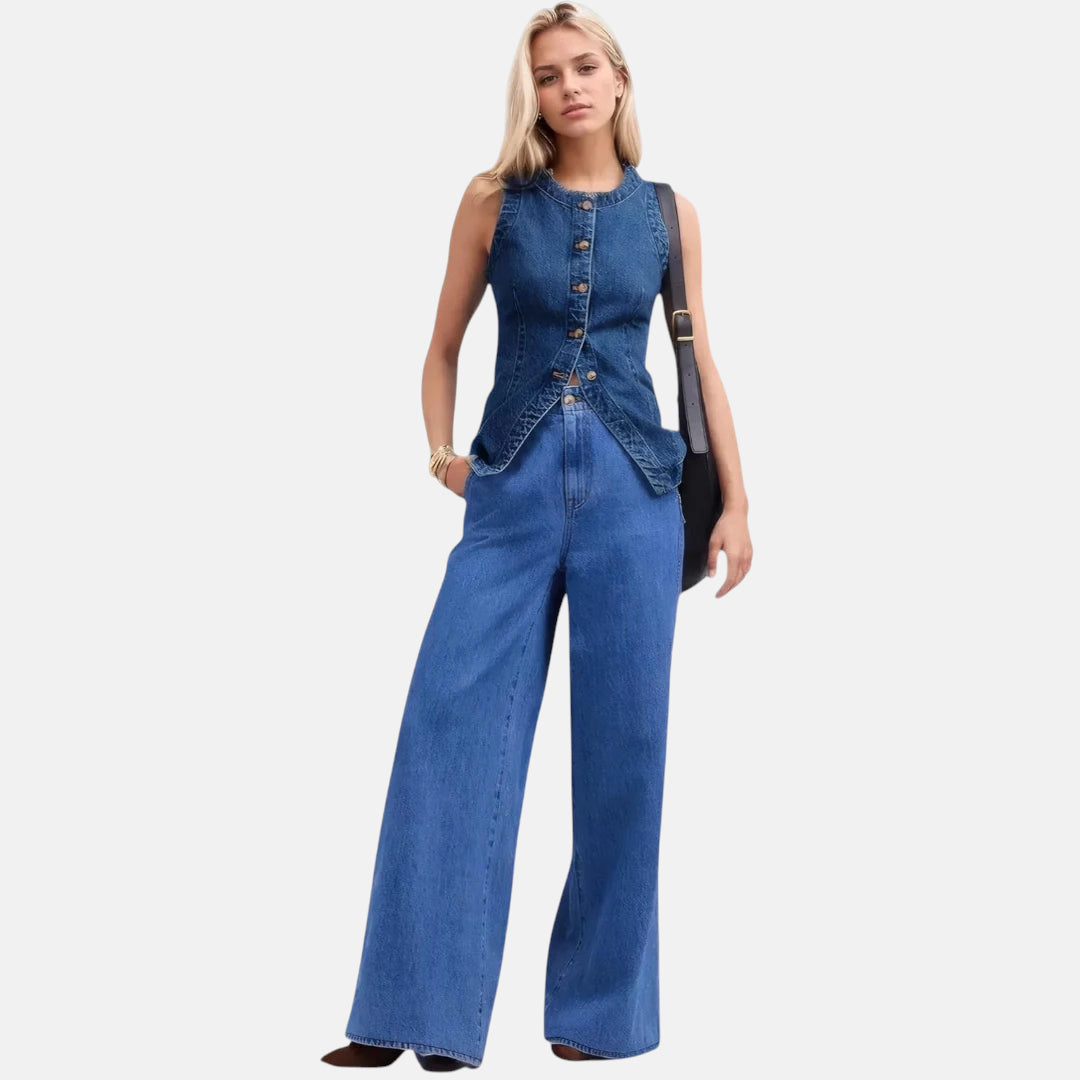 Veste en jean cintrée mi-longue