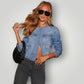 Veste en jean col rond femme