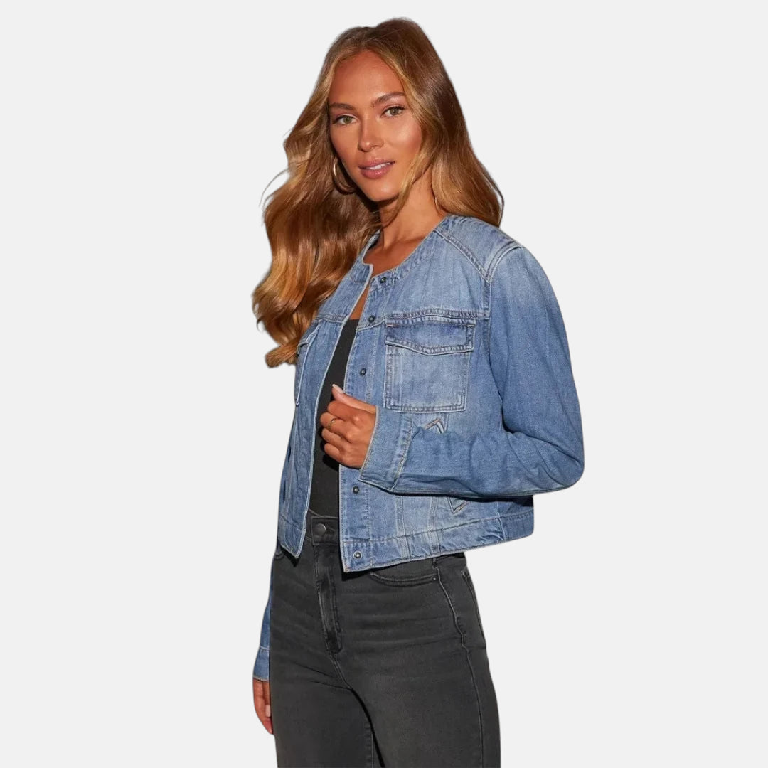 Veste en jean col rond femme