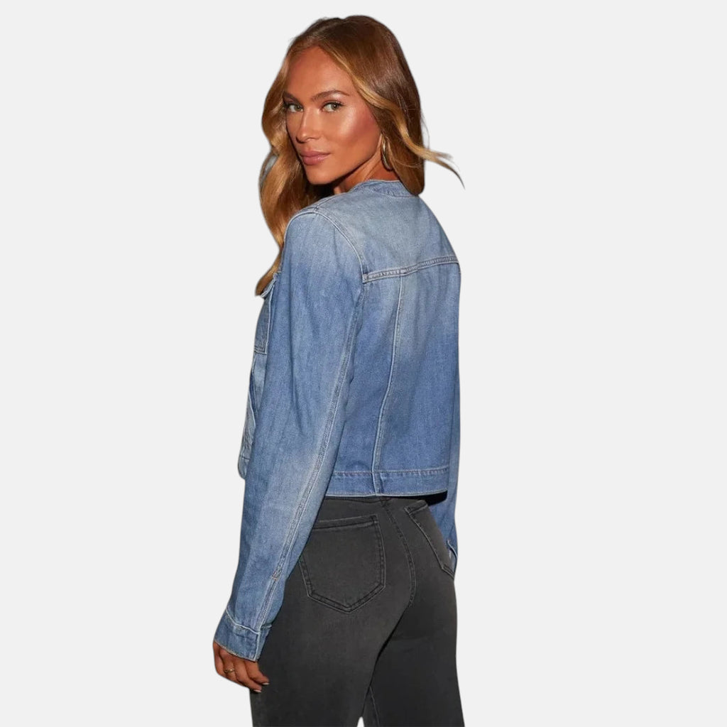 Veste en jean col rond femme