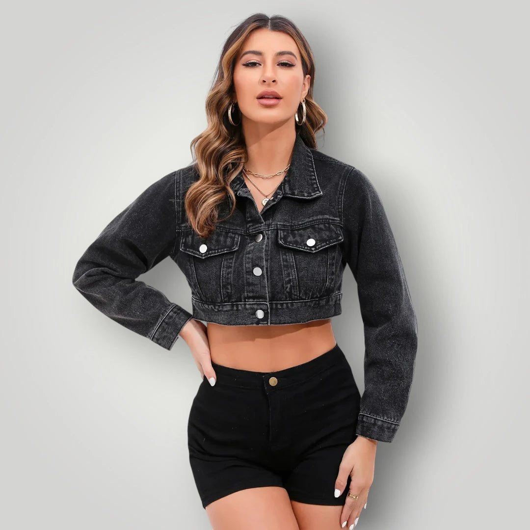 Veste en jean courte noire