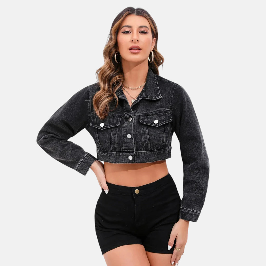 Veste en jean courte noire