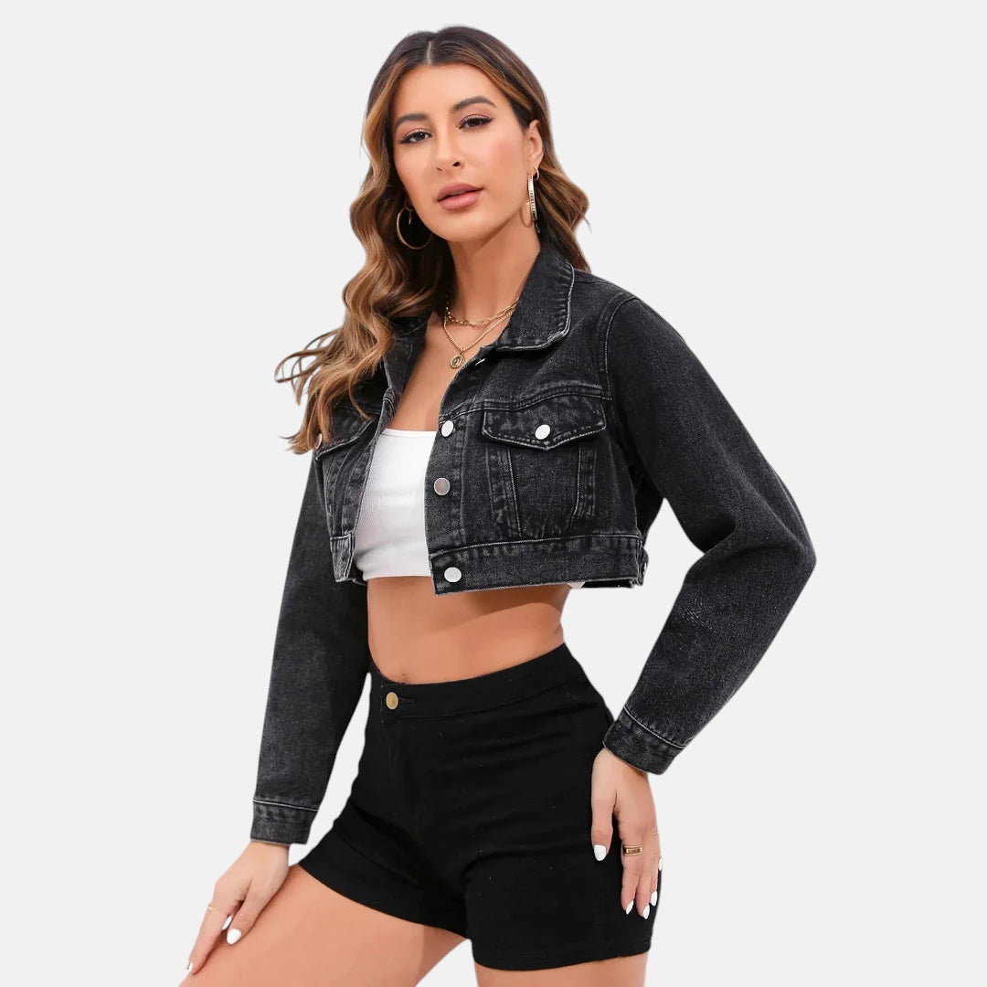 Veste en jean courte noire