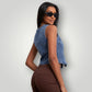 Veste en jean courte sans manche femme