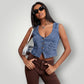 Veste en jean courte sans manche femme