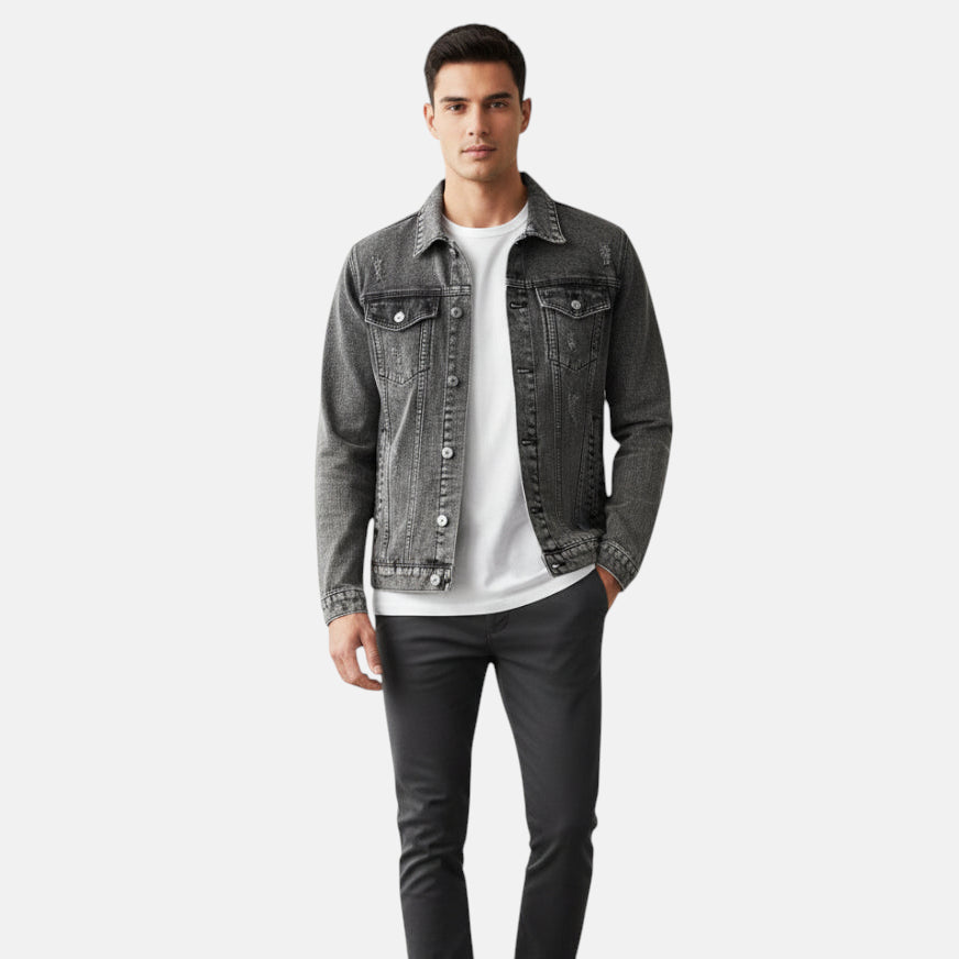 Veste en jean délavé homme