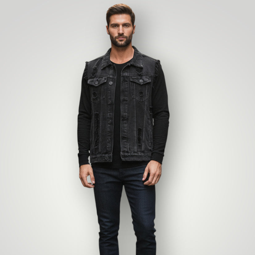 Veste en jean troué homme