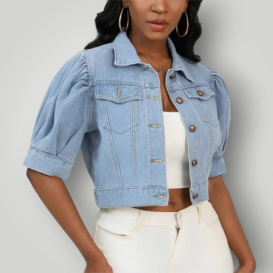Veste en jean femme manche bouffante
