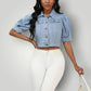 Veste en jean femme manche bouffante