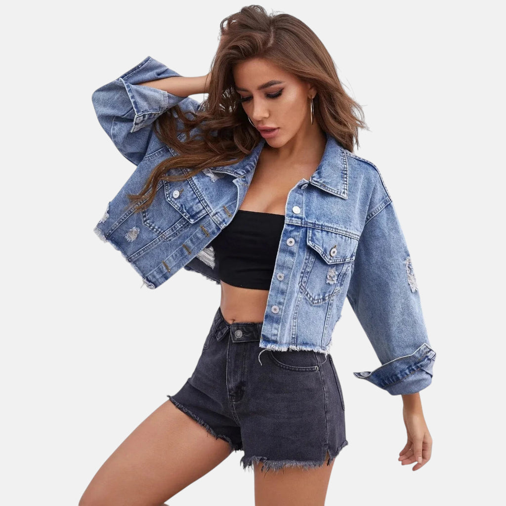 Veste en jean femme oversize courte