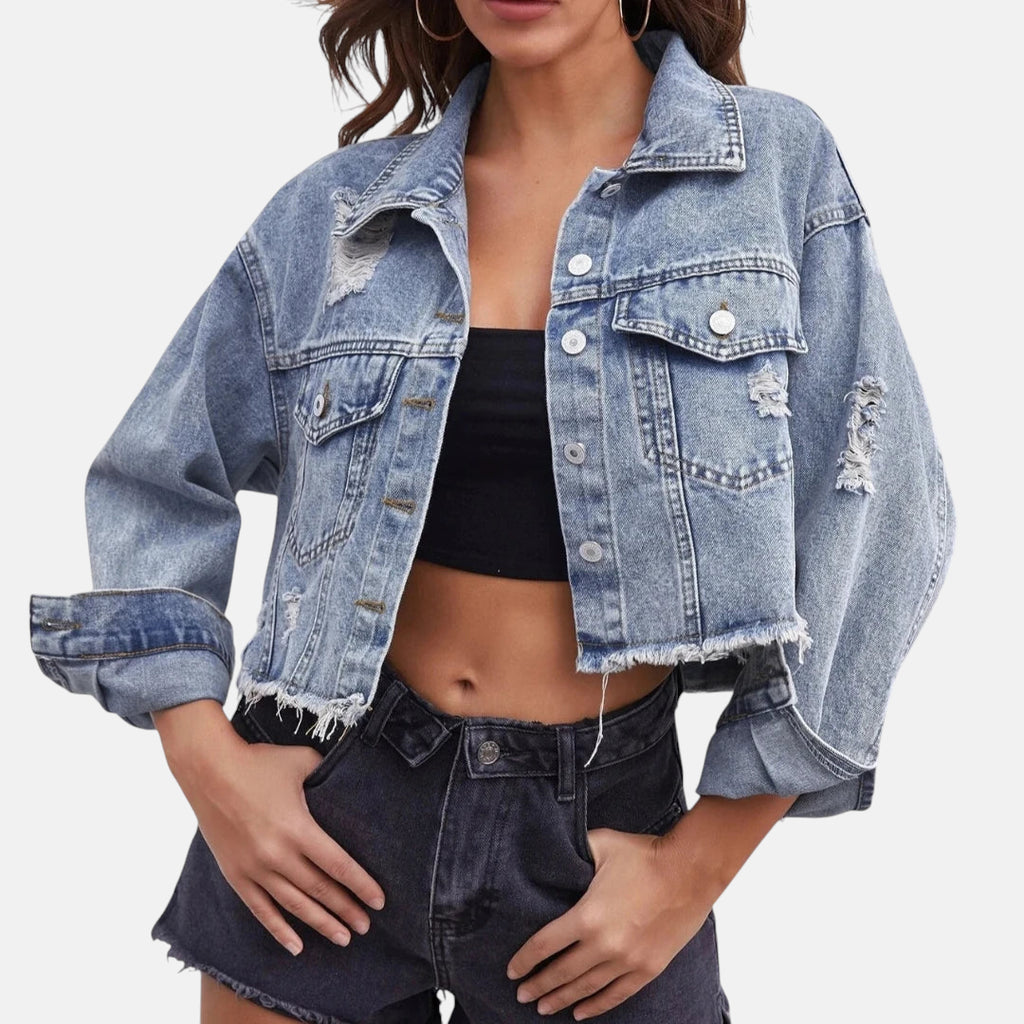 Veste en jean femme oversize courte