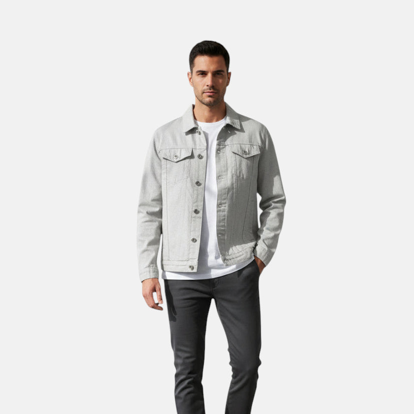 Veste en jean gris clair homme