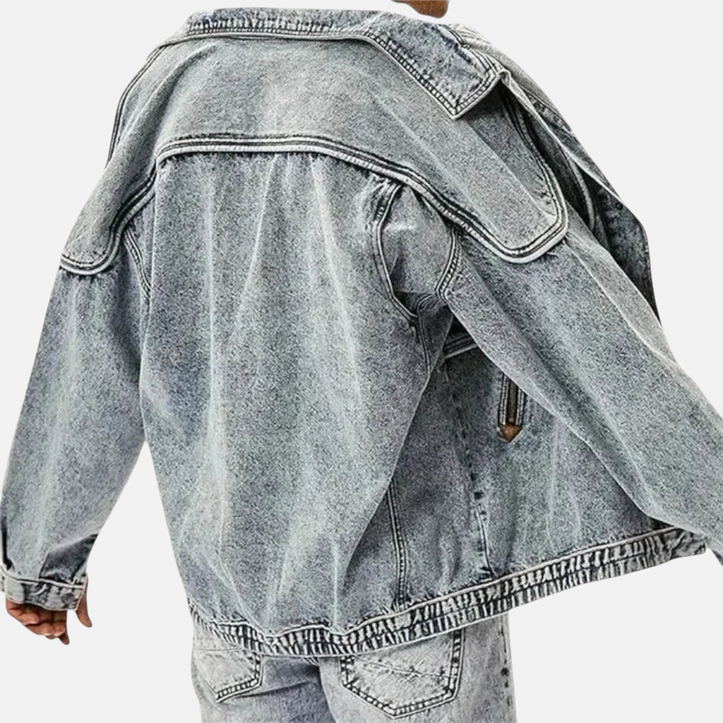 Veste en jean homme col montant