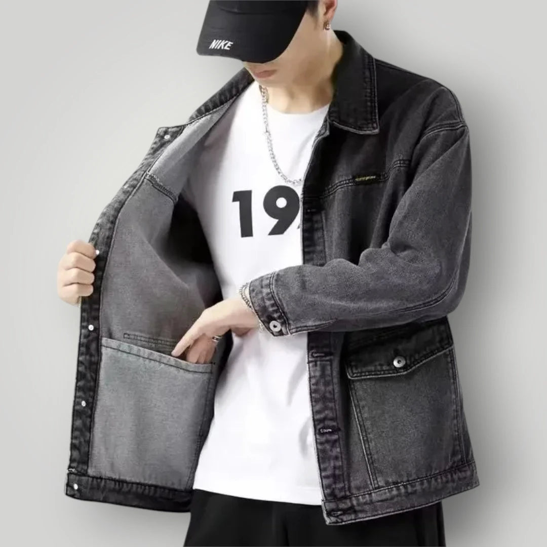 Veste en jean homme gris foncé