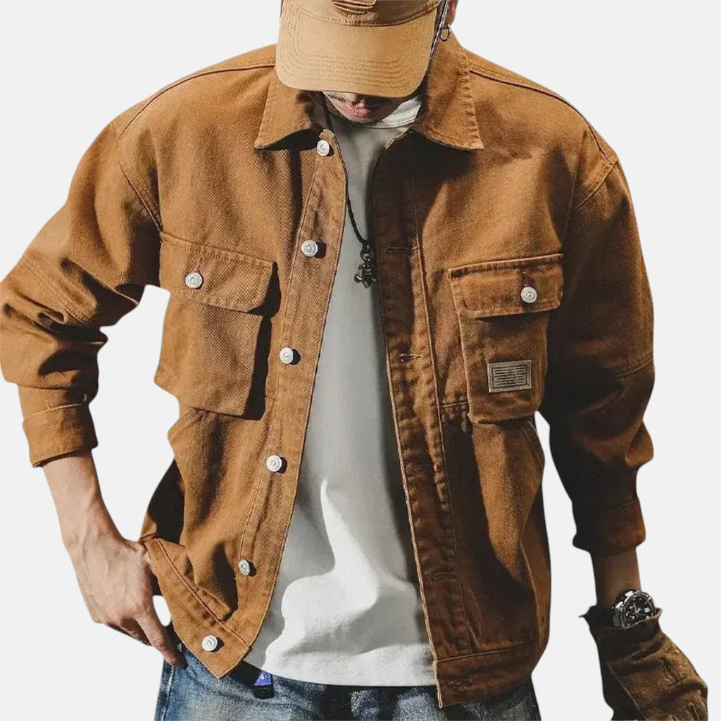 Veste en jean homme marron